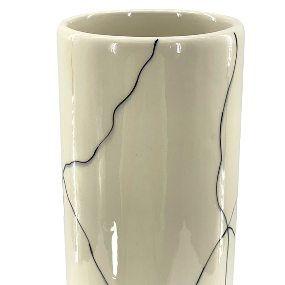 Vintage Japanese Otagiri Slender Off White Slender Vase w/ Blue Iris Motif 12.5" - Picture 10 of 11